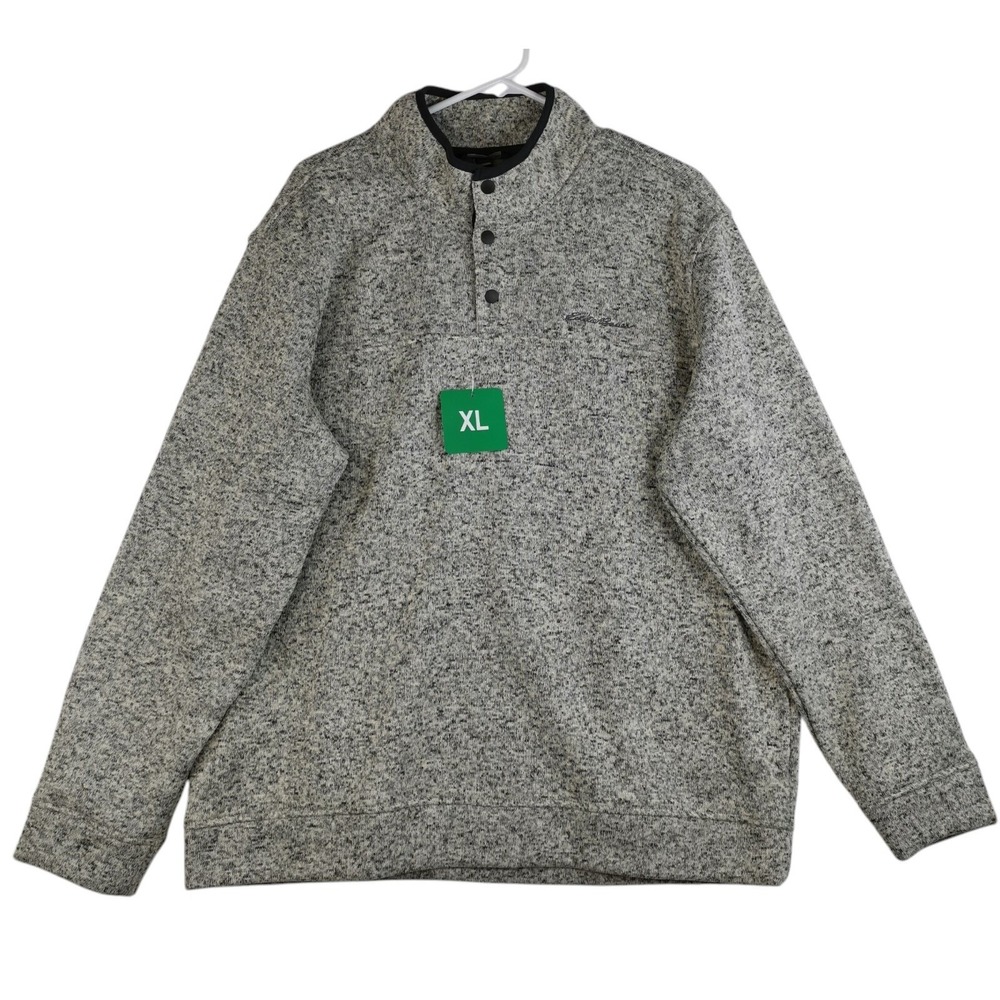 Eddie Bauer Radiator Fleece Mens Snap Mock Pullover XL 1/4 Button Gray Soft NEW